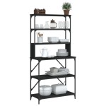 vidaXL Raft brutărie cu 6 niveluri, negru, 90x40x180 cm lemn prelucrat vidaXL Raft brutărie cu 6 niveluri, negru, 90x40x180 cm lemn prelucrat