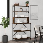 vidaXL Raft brutărie cu 6 niveluri, stejar fumuriu, 90x40x180 cm, lemn vidaXL Raft brutărie cu 6 niveluri, stejar fumuriu, 90x40x180 cm, lemn