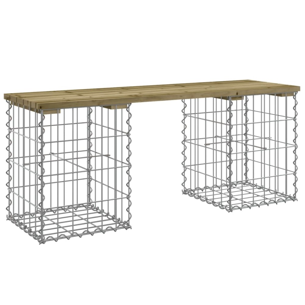 vidaXL Bancă grădină, design gabion, 103x31x42 cm, lemn pin impregnat