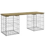 vidaXL Bancă grădină, design gabion, 103x31x42 cm, lemn pin impregnat