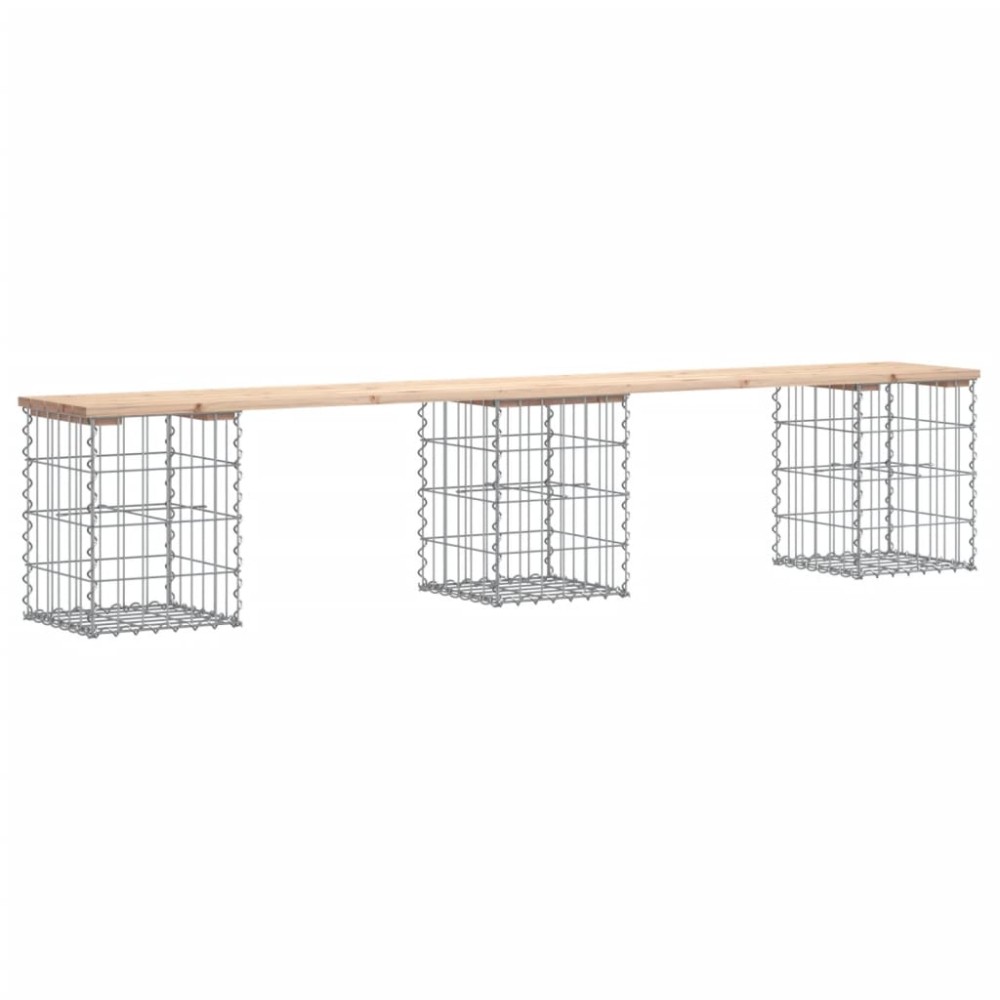 vidaXL Bancă de grădină, design gabion, 203x31x42cm, lemn masiv de pin