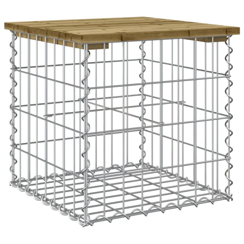 vidaXL Bancă grădină, design gabion, 43x44x42 cm, lemn pin impregnat