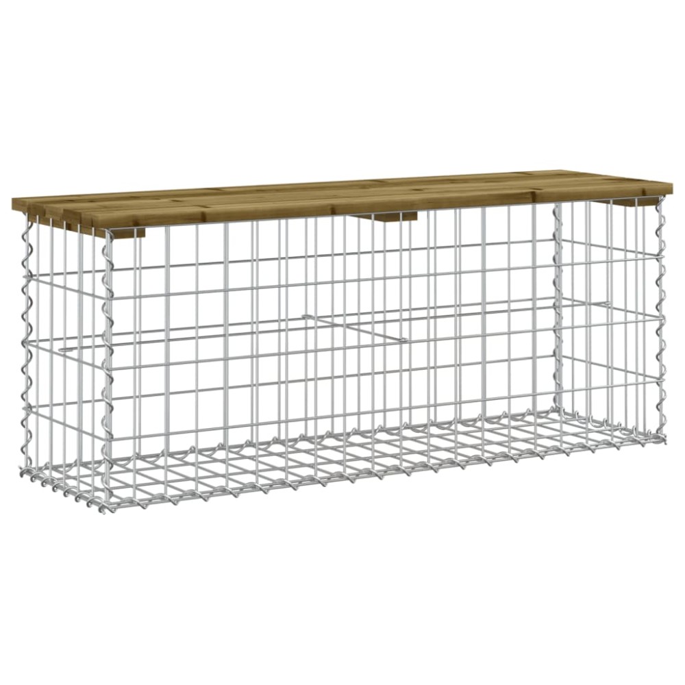 vidaXL Bancă grădină, design gabion, 103x31,5x42cm, lemn pin impregnat