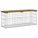 vidaXL Bancă grădină, design gabion, 103x31,5x42cm, lemn pin impregnat