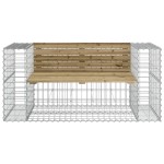 vidaXL Bancă grădină, design gabion, 143x71x65,5cm, lemn pin impregnat