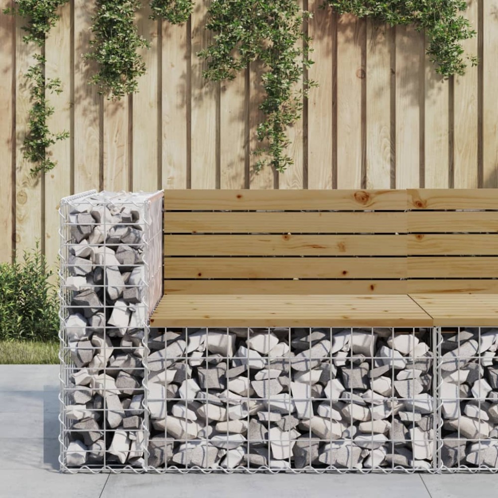 vidaXL Bancă de grădină design gabion 92x71x65,5 cm lemn pin impregnat