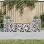 vidaXL Bancă de grădină cu gabion, 183x41x60,5 cm, lemn masiv Douglas