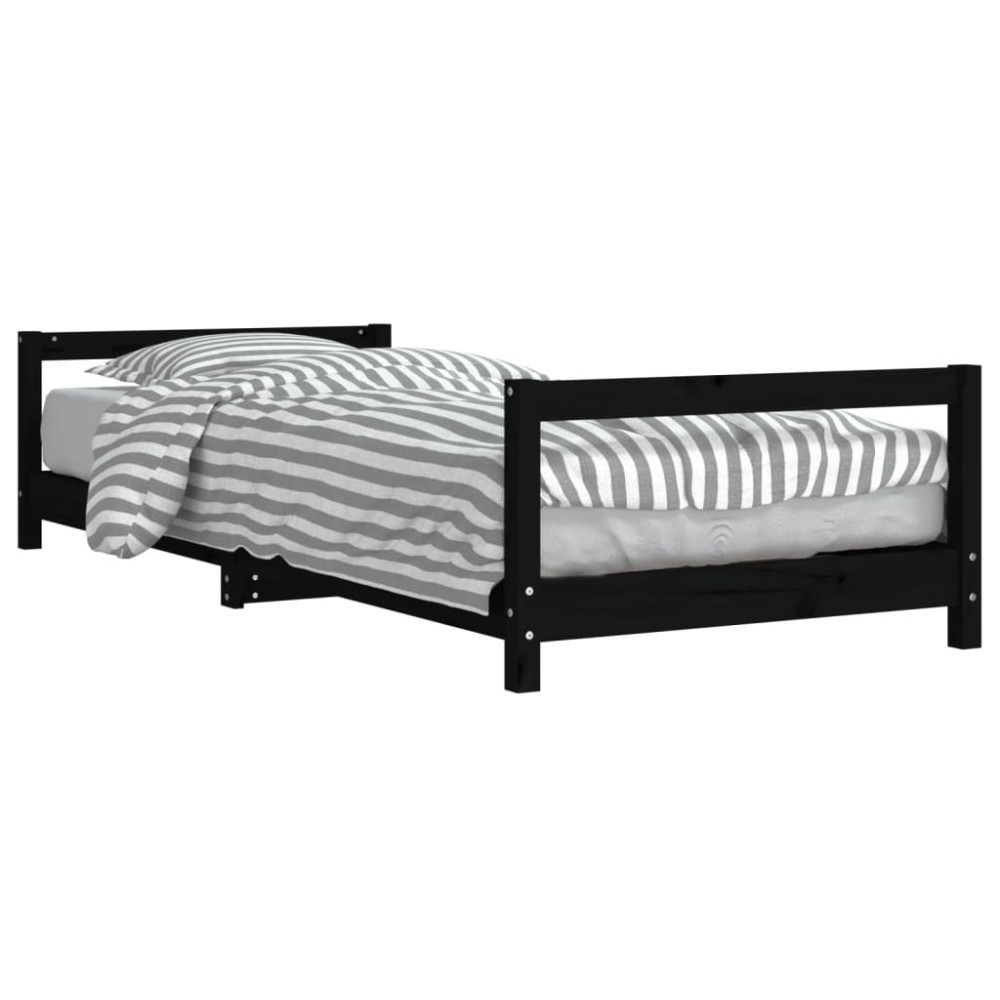 vidaXL Cadru de pat pentru copii, negru, 80x200 cm, lemn masiv de pin