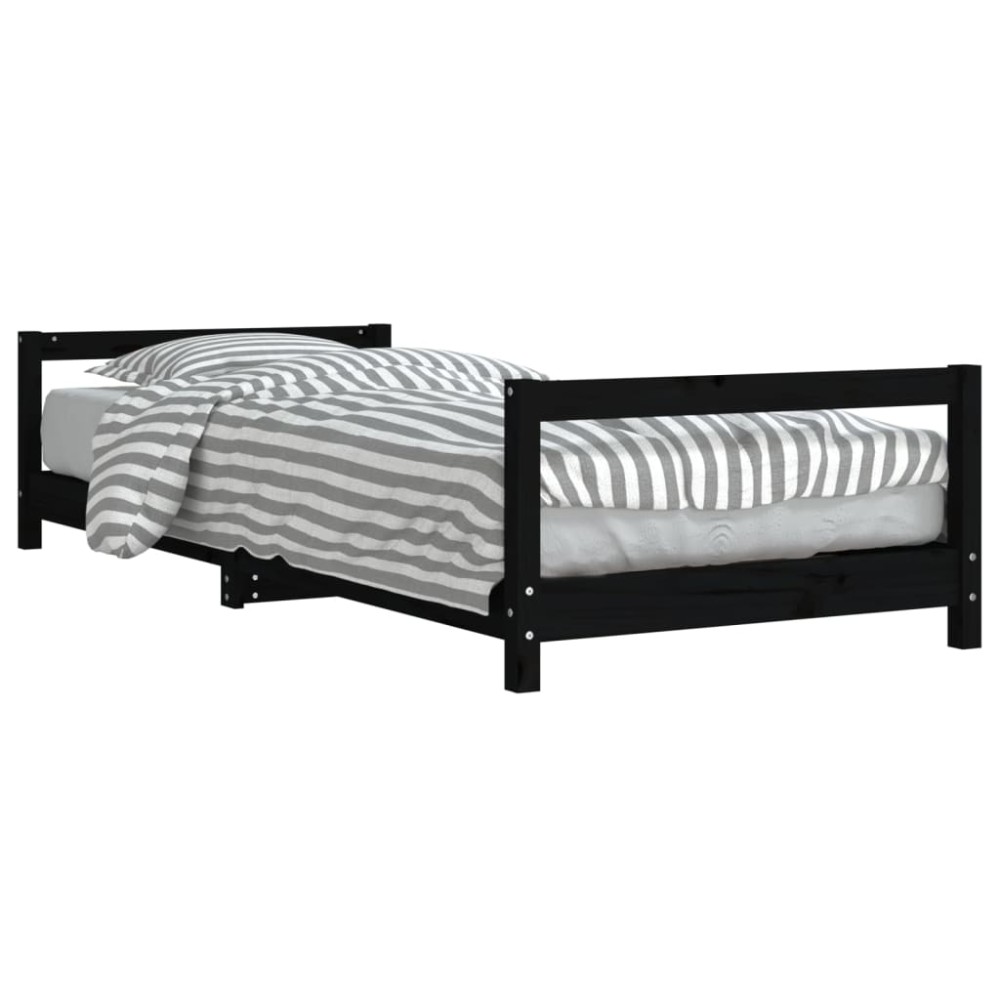 vidaXL Cadru pat pentru copii, negru, 90x200 cm, lemn masiv de pin