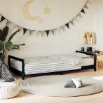 vidaXL Cadru pat pentru copii, negru, 90x200 cm, lemn masiv de pin vidaXL Cadru pat pentru copii, negru, 90x200 cm, lemn masiv de pin