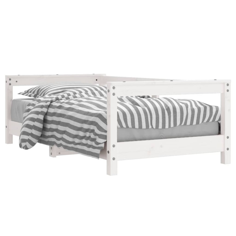 vidaXL Cadru de pat pentru copii, alb, 70x140 cm, lemn masiv de pin