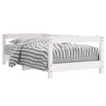 vidaXL Cadru de pat pentru copii, alb, 70x140 cm, lemn masiv de pin