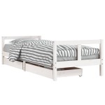 vidaXL Cadru pat copii cu sertare, alb, 80x200 cm, lemn masiv de pin vidaXL Cadru pat copii cu sertare, alb, 80x200 cm, lemn masiv de pin