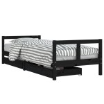 vidaXL Cadru pat copii cu sertare, negru, 80x200 cm, lemn masiv de pin vidaXL Cadru pat copii cu sertare, negru, 80x200 cm, lemn masiv de pin