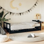 vidaXL Cadru pat copii cu sertare, negru, 80x200 cm, lemn masiv de pin vidaXL Cadru pat copii cu sertare, negru, 80x200 cm, lemn masiv de pin