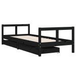 vidaXL Cadru pat copii cu sertare, negru, 80x200 cm, lemn masiv de pin vidaXL Cadru pat copii cu sertare, negru, 80x200 cm, lemn masiv de pin