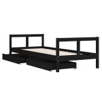 vidaXL Cadru pat copii cu sertare, negru, 80x200 cm, lemn masiv de pin vidaXL Cadru pat copii cu sertare, negru, 80x200 cm, lemn masiv de pin