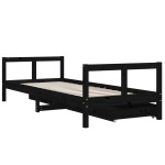 vidaXL Cadru pat copii cu sertare, negru, 80x200 cm, lemn masiv de pin vidaXL Cadru pat copii cu sertare, negru, 80x200 cm, lemn masiv de pin
