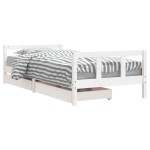 vidaXL Cadru de pat cu sertare de copii, alb, 90x200 cm lemn masiv pin vidaXL Cadru de pat cu sertare de copii, alb, 90x200 cm lemn masiv pin