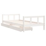 vidaXL Cadru de pat cu sertare de copii, alb, 90x200 cm lemn masiv pin vidaXL Cadru de pat cu sertare de copii, alb, 90x200 cm lemn masiv pin