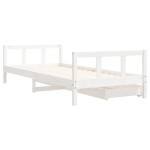 vidaXL Cadru de pat cu sertare de copii, alb, 90x200 cm lemn masiv pin vidaXL Cadru de pat cu sertare de copii, alb, 90x200 cm lemn masiv pin