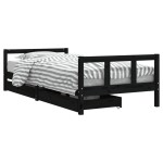 vidaXL Cadru de pat copii cu sertare, negru, 90x200 cm, lemn masiv pin vidaXL Cadru de pat copii cu sertare, negru, 90x200 cm, lemn masiv pin