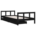 vidaXL Cadru de pat copii cu sertare, negru, 90x200 cm, lemn masiv pin vidaXL Cadru de pat copii cu sertare, negru, 90x200 cm, lemn masiv pin