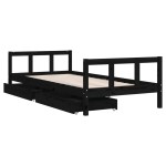 vidaXL Cadru de pat copii cu sertare, negru, 90x200 cm, lemn masiv pin vidaXL Cadru de pat copii cu sertare, negru, 90x200 cm, lemn masiv pin