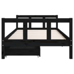 vidaXL Cadru de pat copii cu sertare, negru, 90x200 cm, lemn masiv pin vidaXL Cadru de pat copii cu sertare, negru, 90x200 cm, lemn masiv pin