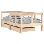 vidaXL Cadru de pat cu sertare de copii, 70x140 cm, lemn masiv de pin vidaXL Cadru de pat cu sertare de copii, 70x140 cm, lemn masiv de pin