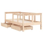 vidaXL Cadru de pat cu sertare de copii, 70x140 cm, lemn masiv de pin vidaXL Cadru de pat cu sertare de copii, 70x140 cm, lemn masiv de pin