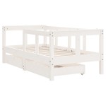 vidaXL Cadru de pat copii cu sertare, alb, 70x140 cm, lemn masiv pin vidaXL Cadru de pat copii cu sertare, alb, 70x140 cm, lemn masiv pin