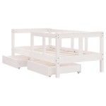 vidaXL Cadru de pat copii cu sertare, alb, 70x140 cm, lemn masiv pin vidaXL Cadru de pat copii cu sertare, alb, 70x140 cm, lemn masiv pin