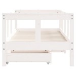 vidaXL Cadru de pat copii cu sertare, alb, 70x140 cm, lemn masiv pin vidaXL Cadru de pat copii cu sertare, alb, 70x140 cm, lemn masiv pin