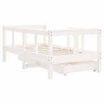 vidaXL Cadru de pat copii cu sertare, alb, 70x140 cm, lemn masiv pin vidaXL Cadru de pat copii cu sertare, alb, 70x140 cm, lemn masiv pin
