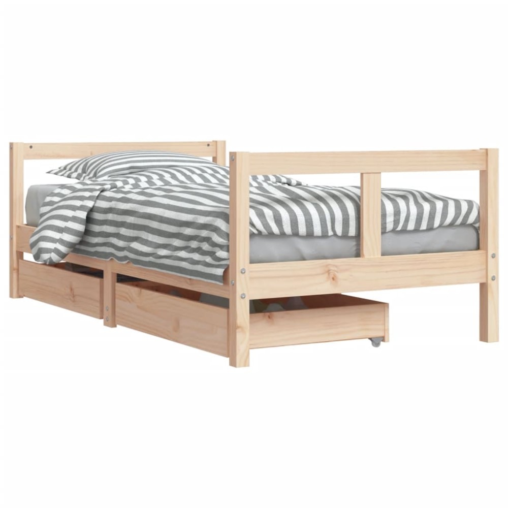 vidaXL Cadru de pat copii cu sertare, 80x160 cm, lemn masiv pin