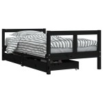 vidaXL Cadru de pat copii cu sertare, negru, 80x160 cm, lemn masiv pin vidaXL Cadru de pat copii cu sertare, negru, 80x160 cm, lemn masiv pin