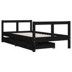 vidaXL Cadru de pat copii cu sertare, negru, 80x160 cm, lemn masiv pin vidaXL Cadru de pat copii cu sertare, negru, 80x160 cm, lemn masiv pin