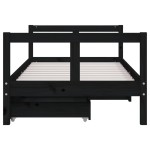 vidaXL Cadru de pat copii cu sertare, negru, 80x160 cm, lemn masiv pin vidaXL Cadru de pat copii cu sertare, negru, 80x160 cm, lemn masiv pin