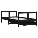 vidaXL Cadru de pat copii cu sertare, negru, 80x160 cm, lemn masiv pin vidaXL Cadru de pat copii cu sertare, negru, 80x160 cm, lemn masiv pin