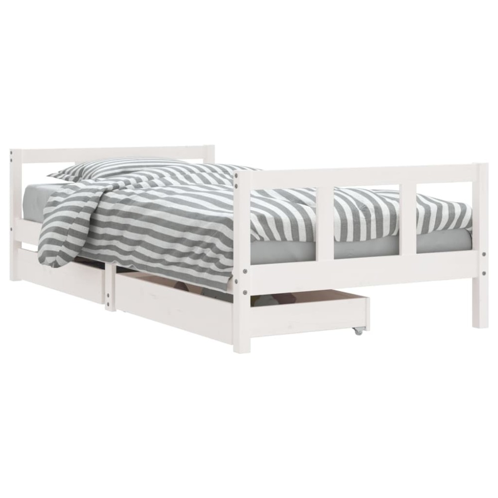 vidaXL Cadru de pat pentru copii, alb, 90x190 cm, lemn masiv de pin