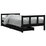 vidaXL Cadru de pat copii cu sertare, negru, 90x190 cm, lemn masiv pin vidaXL Cadru de pat copii cu sertare, negru, 90x190 cm, lemn masiv pin