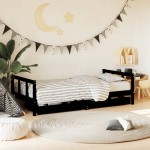 vidaXL Cadru de pat copii cu sertare, negru, 90x190 cm, lemn masiv pin vidaXL Cadru de pat copii cu sertare, negru, 90x190 cm, lemn masiv pin