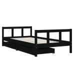 vidaXL Cadru de pat copii cu sertare, negru, 90x190 cm, lemn masiv pin vidaXL Cadru de pat copii cu sertare, negru, 90x190 cm, lemn masiv pin