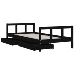 vidaXL Cadru de pat copii cu sertare, negru, 90x190 cm, lemn masiv pin vidaXL Cadru de pat copii cu sertare, negru, 90x190 cm, lemn masiv pin