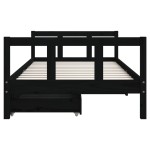 vidaXL Cadru de pat copii cu sertare, negru, 90x190 cm, lemn masiv pin vidaXL Cadru de pat copii cu sertare, negru, 90x190 cm, lemn masiv pin