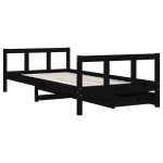 vidaXL Cadru de pat copii cu sertare, negru, 90x190 cm, lemn masiv pin vidaXL Cadru de pat copii cu sertare, negru, 90x190 cm, lemn masiv pin