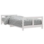 vidaXL Cadru de pat pentru copii, alb, 80x200 cm, lemn masiv de pin vidaXL Cadru de pat pentru copii, alb, 80x200 cm, lemn masiv de pin