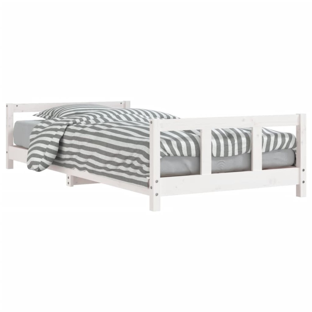 vidaXL Cadru de pat pentru copii, alb, 90x200 cm, lemn masiv de pin