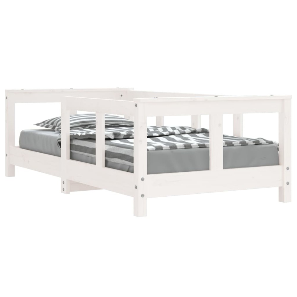vidaXL Cadru de pat pentru copii, alb, 70x140 cm, lemn masiv de pin